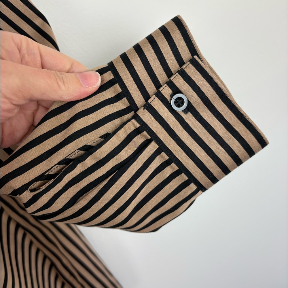 Chico's Black and Tan Striped Button Down size 16/18 (3) 100% Cotton office EUC - Picture 3 of 11